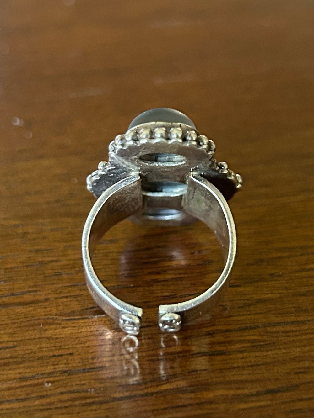 Sajen Sterling Silver & Blue Triple Stone Adjustable Ring - Picture 3 of 5